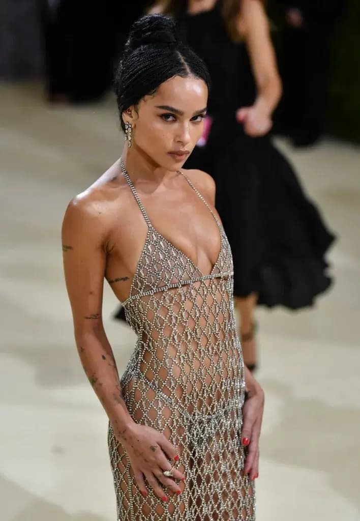 Silver dresses on the oscars red carpet zoe kravitz